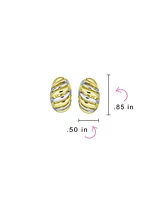 Bling Jewelry Set of 2 Geometric Twist Shrimp Half Hoop Clip-On Earrings Gold Silver Plated