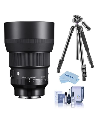Sigma 85mm f/1.4 Dg Dn Art Lens for Sony E, Bundle with Tripod Kit, Cleaning Kit, Cloth