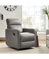 Josefa Genuine Leather Upholstered Swivel Rocker Recliner