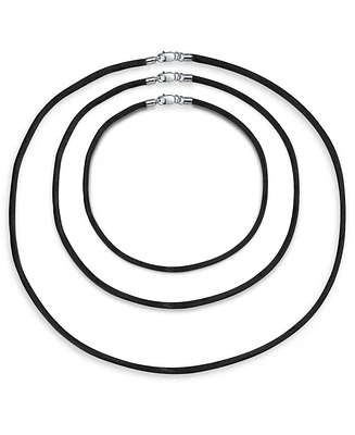 Bling Jewelry Set of 3 Soft Satin Silk Cord Necklace Sterling Silver Clasp Multiple Lengths
