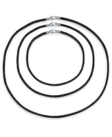 Bling Jewelry Set of 3 Soft Satin Silk Cord Necklace Sterling Silver Clasp Multiple Lengths