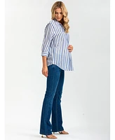 Pietro Brunelli Maternity Classic Collared 3/4 Sleeve Blouse Panarea