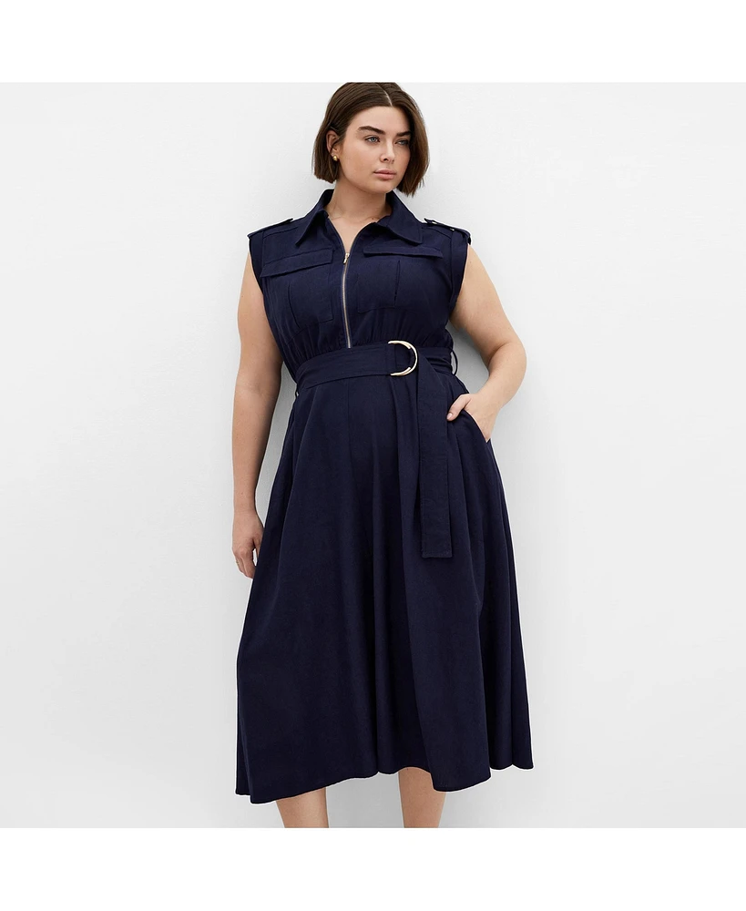 City Chic Plus Utility Midi Dress