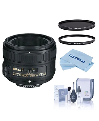 Nikon 50mm f/1.8G Af-s Nikkor Lens, Black, Bundle with Hoya 58mm Uv and Cpl Filters