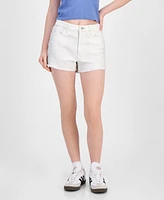 Tinseltown Juniors' Lace-Trimmed Mom Shorts
