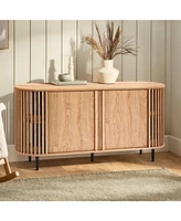 LuxenHome Light Oak Finish Engineered Wood 2-Door 58-Inch Wide Buffet Cabinet