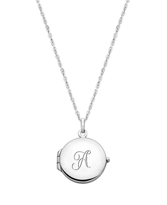 Tiny Blessings Big Girls Children's Sterling Silver Round Locket & Engraved Initial 14-16" Necklace