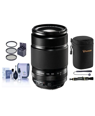 Fujifilm Xf 55-200mm f/3.5-4.8 R Lm Ois Lens, Bundle with 62mm Filter Kit, Lens Pouch and Cleaning Kit