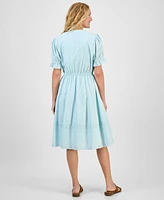 Style & Co Women's Split-Neck Cotton Eyelet Dress, Exclusively at Macy's
