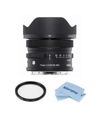 Sigma 17mm f/4.0 Dg Dn Contemporary Lens for L Mount Bundle with 55mm Multi Coated Uv Slim Filter, Microfiber Cleaning Cloth