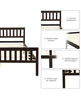 Wood Bed Frame Support Platform with Headboard and Footboard
