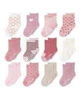 The Peanutshell Baby Girls 12pk Cotton Socks, Blush/Mauve