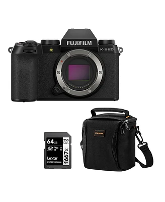 Fujifilm X-S20 Mirrorless Camera, Black, Bundle with 64GB Sdxc Memory Card and Shoulder Bag
