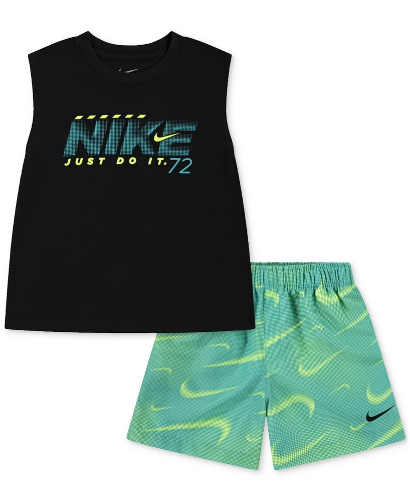 Nike Toddler Boys Rhythm Dri-fit Tank Top & Printed Shorts, 2 Piece Set
