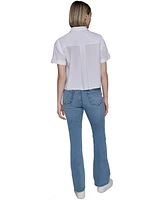 Karl Lagerfeld Paris Petite Cotton Embroidered Short-Sleeve Shirt