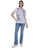 Karl Lagerfeld Paris Petite Multi Embroidered T-Shirt