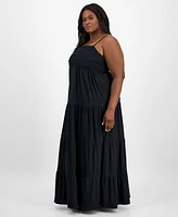 Derek Heart Trendy Plus Lace Trim Sleeveless Maxi Dress