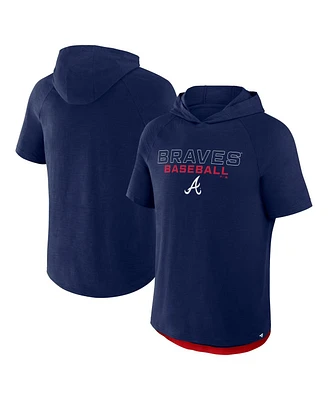 Fanatics Men's Navy Atlanta Braves Clubhouse Optimal Play Raglan Short Sleeve Pullover Hoodie