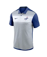 Nike Men's White/Royal Los Angeles Dodgers Vapor Striped Performance Polo Shirt