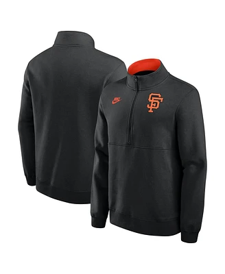 Nike Men's Black San Francisco Giants Cooperstown Collection Fleece Half-Zip Pullover Sweatshirt