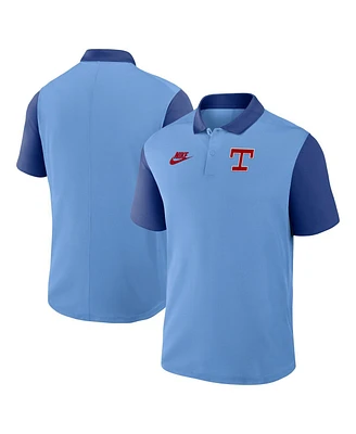 Nike Men's Light Blue/Royal Texas Rangers Cooperstown Collection Color-Block Victory Performance Polo Shirt