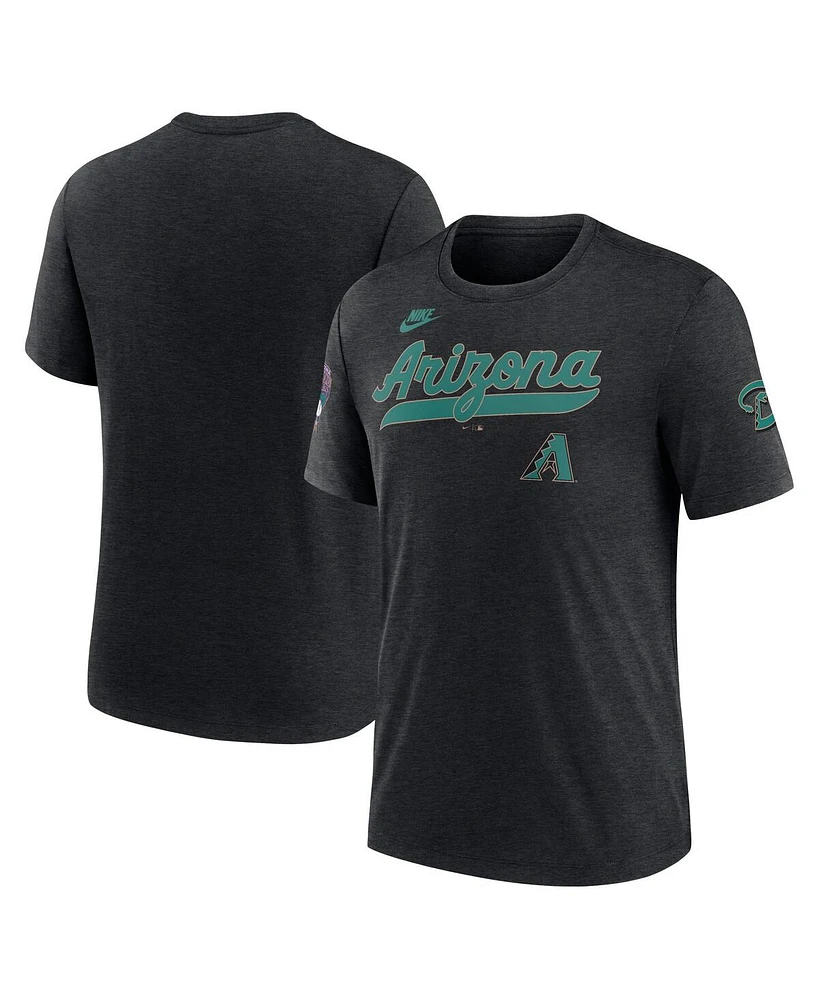 Nike Men's Heather Black Arizona Diamondbacks Cooperstown Collection Eras Tri-Blend T-Shirt