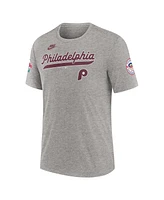 Nike Men's Heather Gray Philadelphia Phillies Cooperstown Collection Eras Tri-Blend T-Shirt