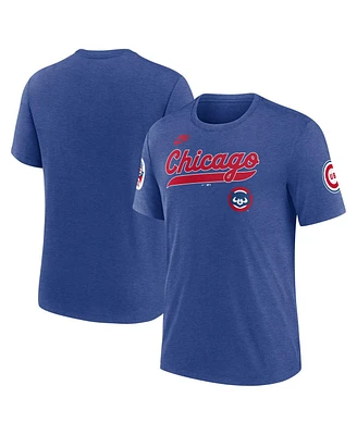 Nike Men's Heather Royal Chicago Cubs Cooperstown Collection Eras Tri-Blend T-Shirt