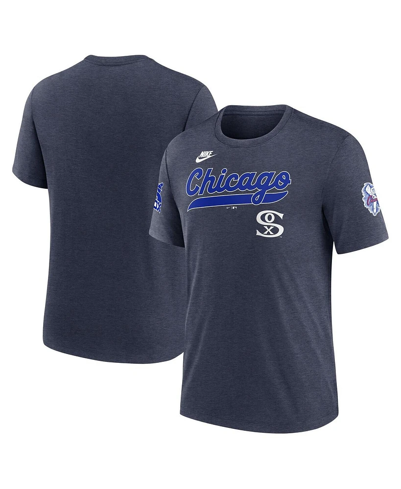 Nike Men's Heather Navy Chicago White Sox Cooperstown Collection Eras Tri-Blend T-Shirt