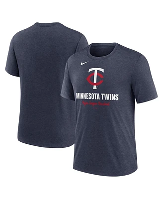 Nike Men's Heather Navy Minnesota Twins Logo Tri-Blend T-Shirt