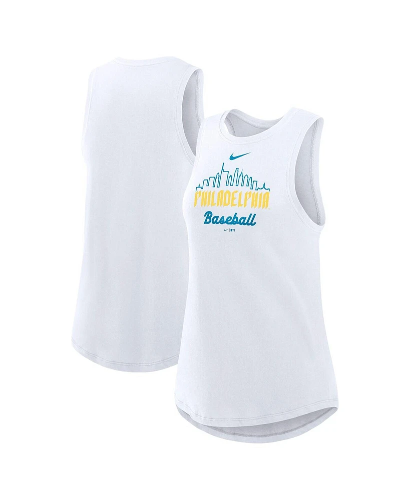 Nike Women's White Philadelphia Phillies City Connect Tri-Code High Neck Performance Tank Top
