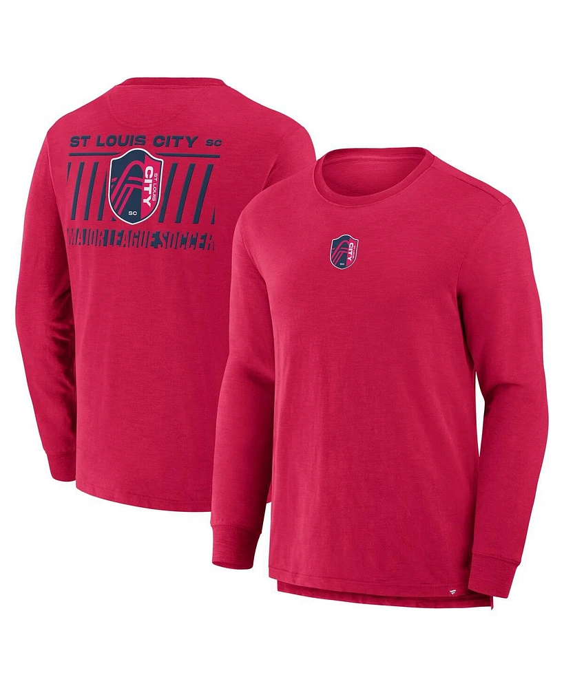 Fanatics Men's Red St. Louis City Sc Lob Attempt Stadium Slub Long Sleeve T-Shirt