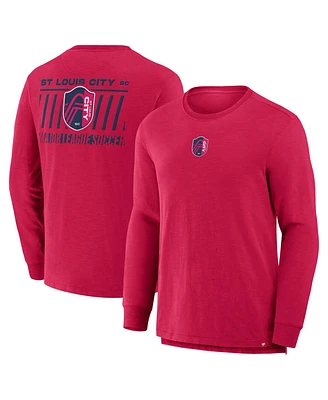 Fanatics Men's Red St. Louis City Sc Lob Attempt Stadium Slub Long Sleeve T-Shirt