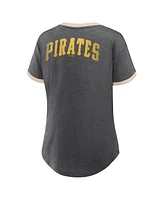 Fanatics Women's Black Pittsburgh Pirates Binge Worthy Stadium Slub V-Neck T-Shirt