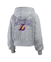 Wear By Erin Andrews Women's Heather Gray Los Angeles Lakers Speckled Radiator Full-Zip Hoodie