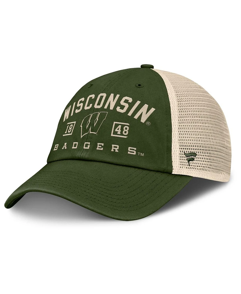 Fanatics Men's Olive Wisconsin Badgers Oht Military Appreciation Frontier Trucker Adjustable Hat