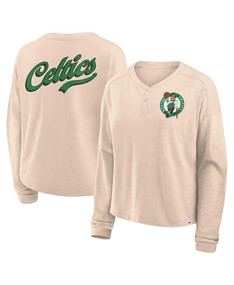 Fanatics Women's Natural Boston Celtics Boxed Out Drop Fashion Long Sleeve T-Shirt