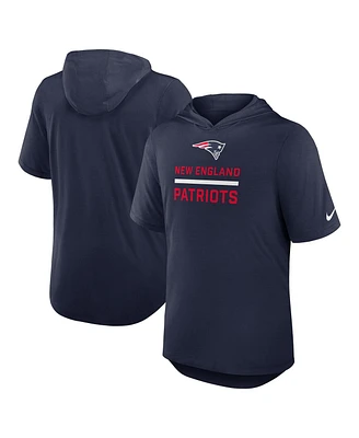 Nike Men's Navy New England Patriots Lockup Tri-Blend Hoodie T-Shirt