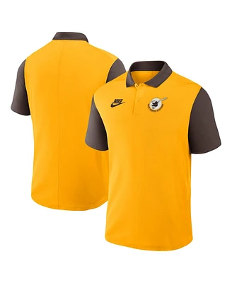 Nike Men's Gold/Brown San Diego Padres Cooperstown Collection Color-Block Victory Performance Polo Shirt