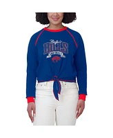 Wear By Erin Andrews Women's Royal/Red Buffalo Bills Tie-Front Long Sleeve Top