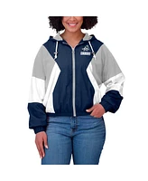 Wear By Erin Andrews Women's Navy Dallas Cowboys Plus Color Block Full-Zip Windbreaker Jacket