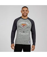 Fanatics Men's Heather Gray Pittsburgh Pirates Raw Edge Raglan Long Sleeve Baseball T-Shirt