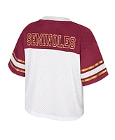 Colosseum Women's White Florida State Seminoles Treasure Cropped Football Jersey