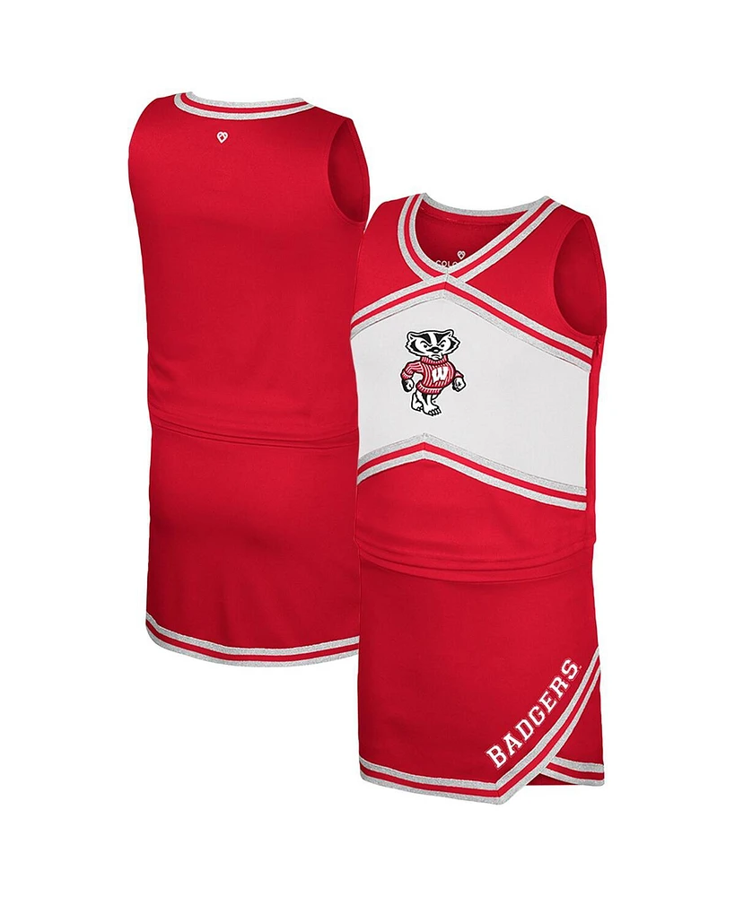 Colosseum Big Girls 2-Piece Red Wisconsin Badgers Cheerleader Top and Skirt Set