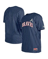 New Era Men's Navy Atlanta Braves Throwback Pinstripe T-Shirt