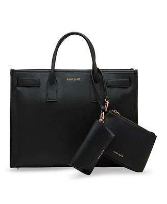 Anne Klein 3 Piece Work Bridge Snap Tote Bag