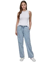 Dkny Jeans Womens Crewneck Tank Top Mid Rise Relaxed Straight Leg Jeans