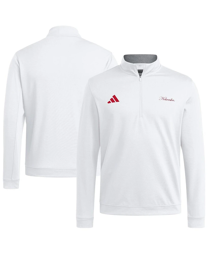 Adidas Men's White Nebraska Huskers Elevated Quarter-Zip Jacket