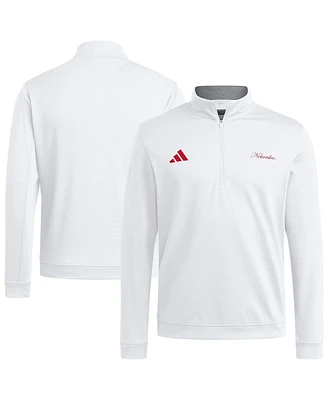 Adidas Men's White Nebraska Huskers Elevated Quarter-Zip Jacket