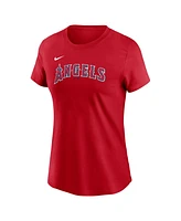 Nike Women's Mike Trout Red Los Angeles Angels Fuse Name Number T-Shirt